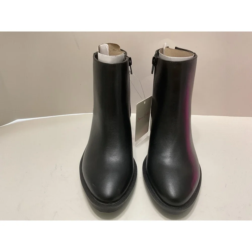Jessica Carlyle Eva Black Ankle Boots Faux Leather Block Heel Size 6 NEW Sh5